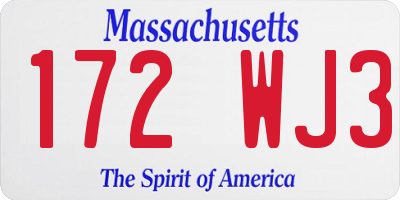 MA license plate 172WJ3