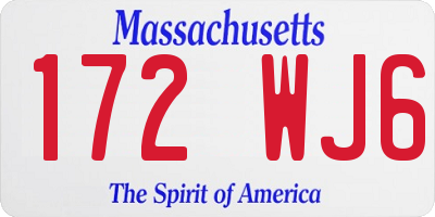 MA license plate 172WJ6
