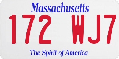 MA license plate 172WJ7