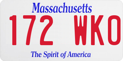 MA license plate 172WK0
