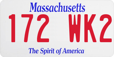 MA license plate 172WK2
