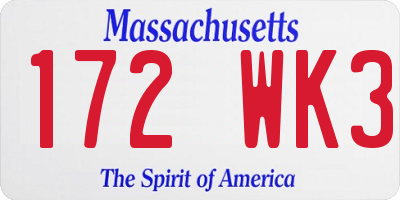 MA license plate 172WK3