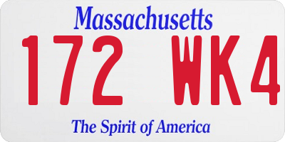 MA license plate 172WK4