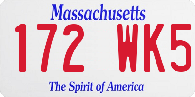 MA license plate 172WK5
