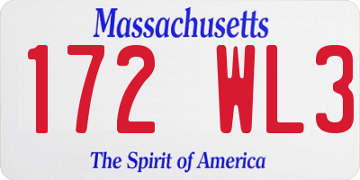 MA license plate 172WL3