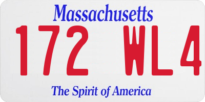 MA license plate 172WL4