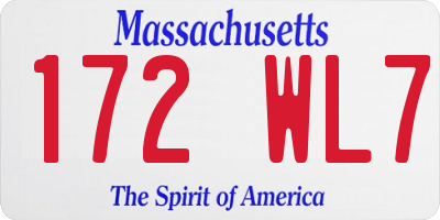MA license plate 172WL7