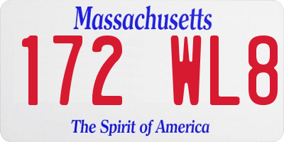 MA license plate 172WL8