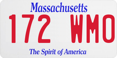 MA license plate 172WM0