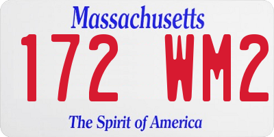 MA license plate 172WM2