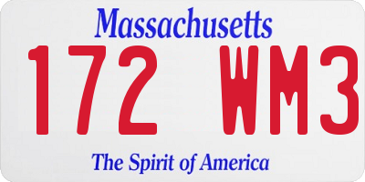 MA license plate 172WM3