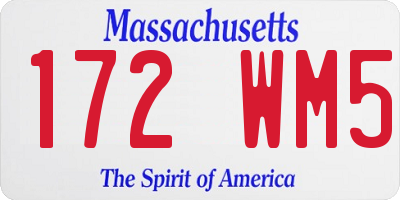MA license plate 172WM5