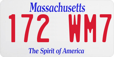 MA license plate 172WM7