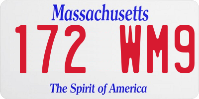 MA license plate 172WM9