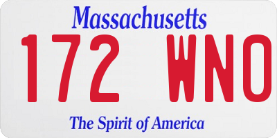 MA license plate 172WN0