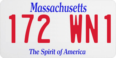 MA license plate 172WN1