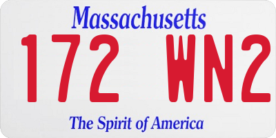 MA license plate 172WN2