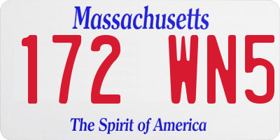 MA license plate 172WN5