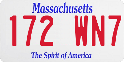 MA license plate 172WN7