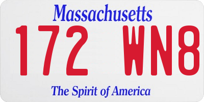 MA license plate 172WN8
