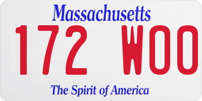 MA license plate 172WO0