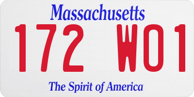 MA license plate 172WO1