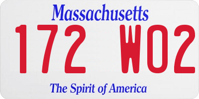 MA license plate 172WO2