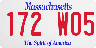 MA license plate 172WO5