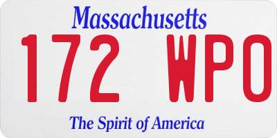 MA license plate 172WP0