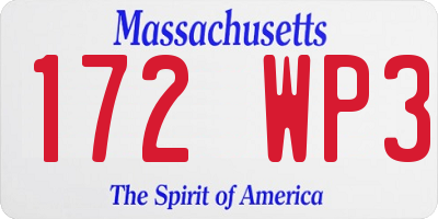 MA license plate 172WP3