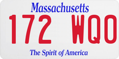 MA license plate 172WQ0