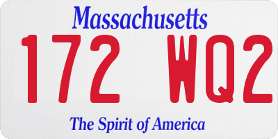MA license plate 172WQ2
