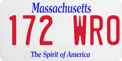 MA license plate 172WR0