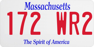 MA license plate 172WR2