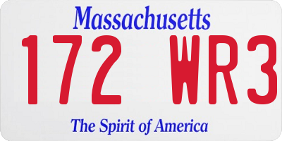 MA license plate 172WR3