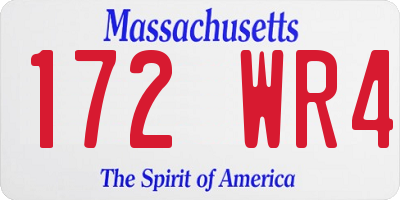 MA license plate 172WR4