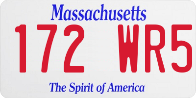 MA license plate 172WR5
