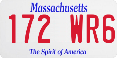 MA license plate 172WR6