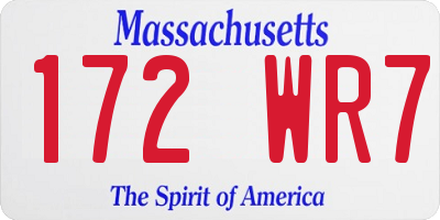 MA license plate 172WR7