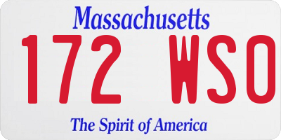 MA license plate 172WS0