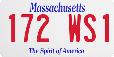 MA license plate 172WS1