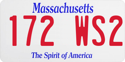 MA license plate 172WS2