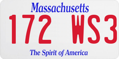 MA license plate 172WS3