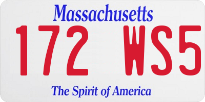 MA license plate 172WS5