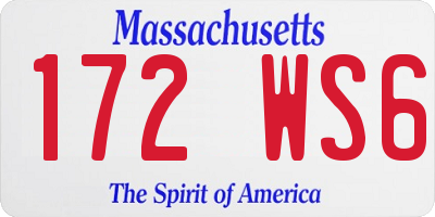 MA license plate 172WS6