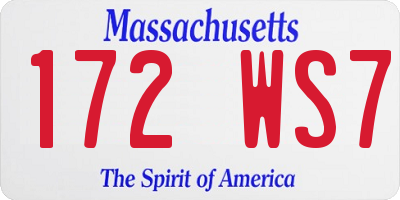 MA license plate 172WS7