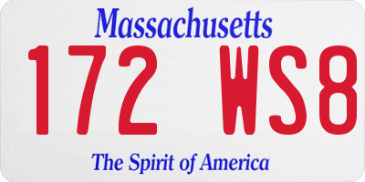 MA license plate 172WS8