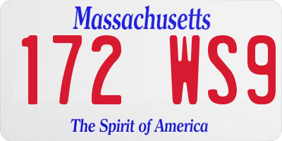 MA license plate 172WS9