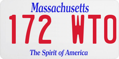 MA license plate 172WT0