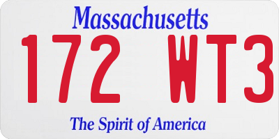 MA license plate 172WT3
